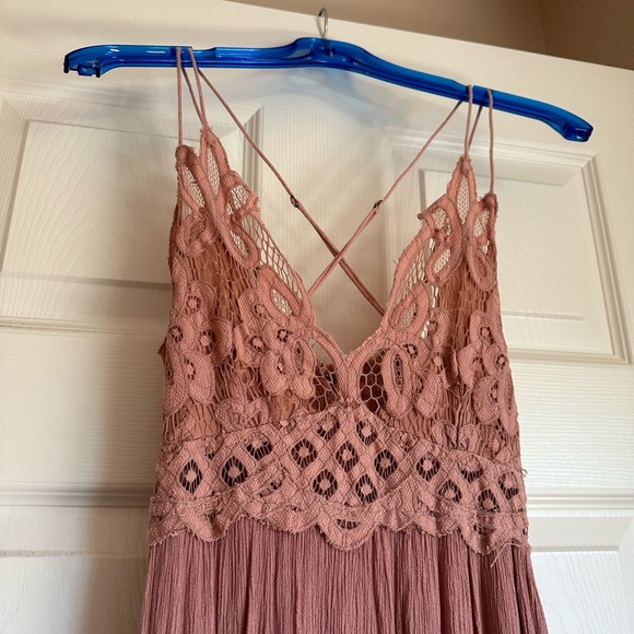FP One Free People Adella Maxi Slip Dress Dusty Rose Pink - Picture 5 of 15